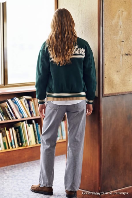 TRENDYOLMİLLA Damen Grau Einfarbig Weites Bein Normale Taille Jeans - Image 5