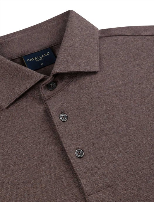 Cavallaro Poloshirt Braun Baumwolle Mélange - Image 3
