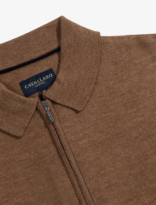 Cavallaro Poloshirt Braun Merinowolle - Image 3