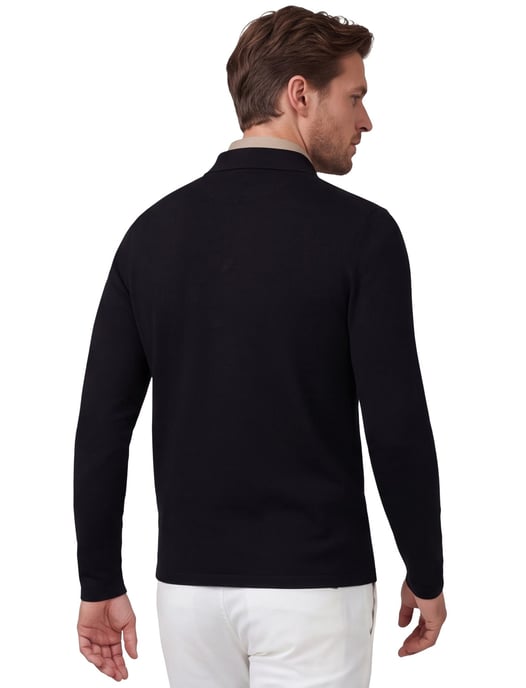 Cavallaro Napoli schwarzes Poloshirt aus Merinowolle mit Reißverschluss - Image 2