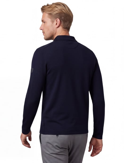 Cavallaro Napoli dunkelblaues Merinowoll-Poloshirt - Image 2