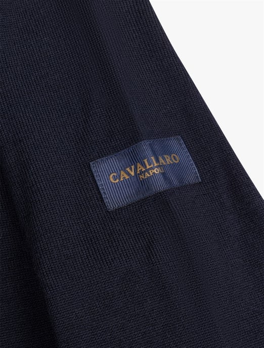 Cavallaro Napoli dunkelblaues Merinowoll-Poloshirt - Image 4