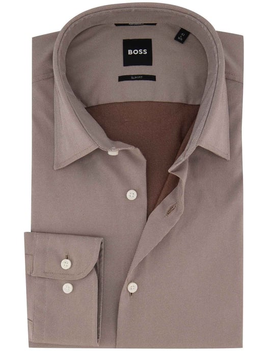 BOSS Black braunes Stretchhemd - Image 1