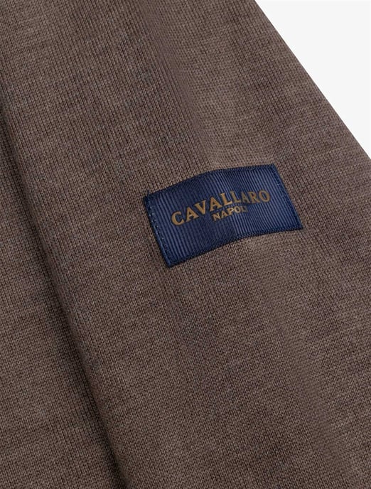 Cavallaro Napoli Poloshirt Braun Merinowolle mit Reißverschluss - Image 4