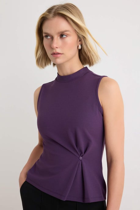TRENDYOLMİLLA Damen Lila Einfarbig Lang Tailliert Blusen - Image 1