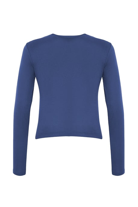 TRENDYOLMİLLA Damen Dunkelblau Einfarbig Lang Tailliert Blusen - Image 4