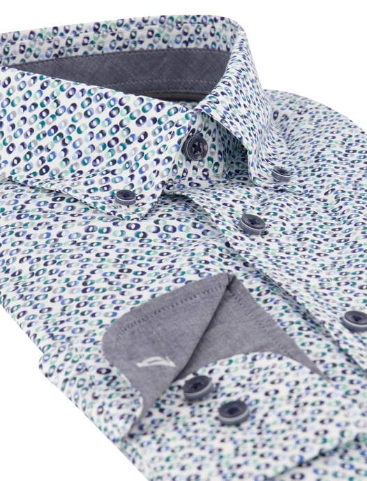 CASA MODA Casual Fit blaues Hemd mit Polka-Dot-Print - Image 3