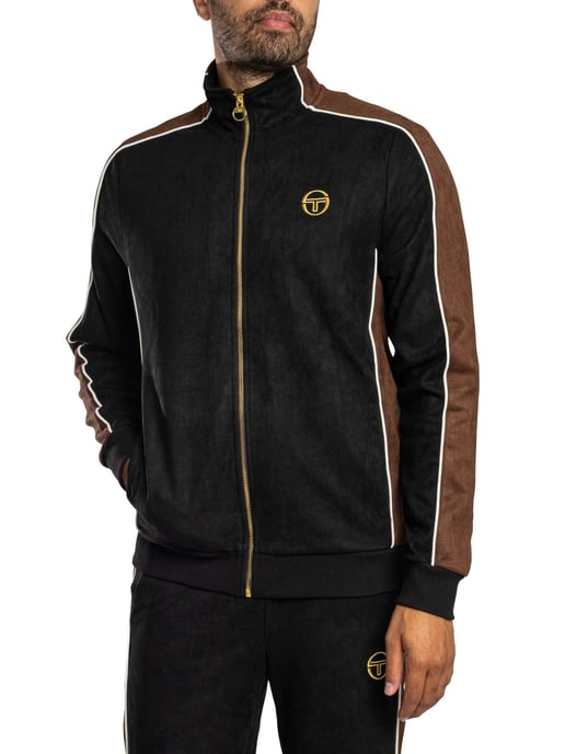 Sergio Tacchini Contrasto Wildleder-Trainingsjacke, Schwarz - Image 2