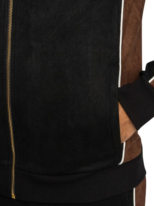Sergio Tacchini Contrasto Wildleder-Trainingsjacke, Schwarz - Image 4