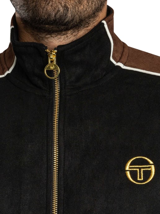Sergio Tacchini Contrasto Wildleder-Trainingsjacke, Schwarz - Image 5