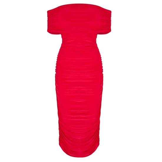 Biba - Midikleid für Damen, Schulterfrei, Bodycon (Rot) - Image 2