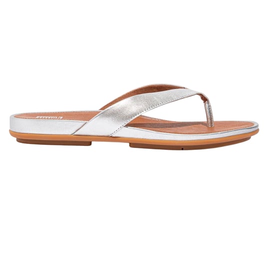 FitFlop - "Gracie" Flipflops für Damen, Leder, Flach (Silber) - Image 1