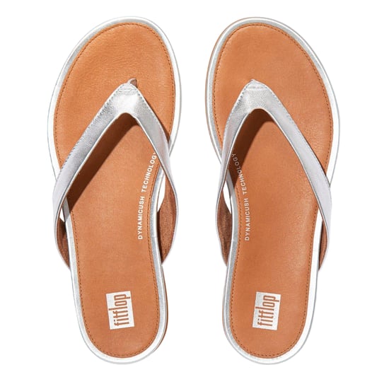 FitFlop - "Gracie" Flipflops für Damen, Leder, Flach (Silber) - Image 2