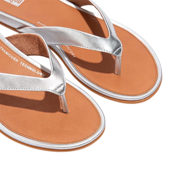 FitFlop - "Gracie" Flipflops für Damen, Leder, Flach (Silber) - Image 4