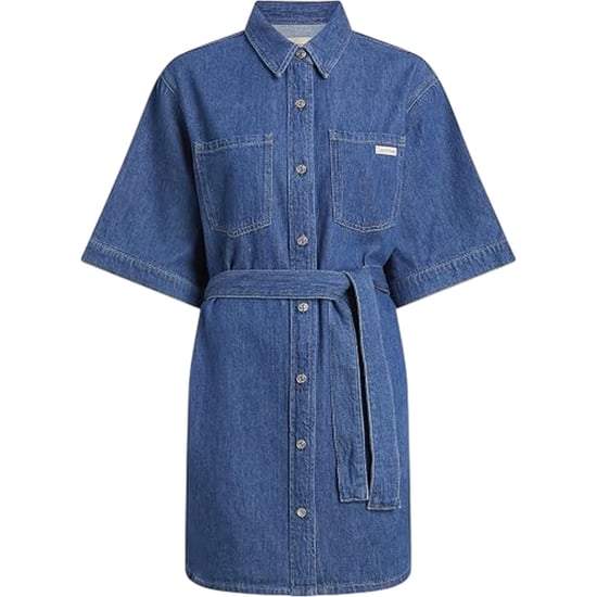 Calvin Klein - Mini Shirt Dress für Damen, Mit Kragen, Denim, Kastig (Mittelblau) - Image 2