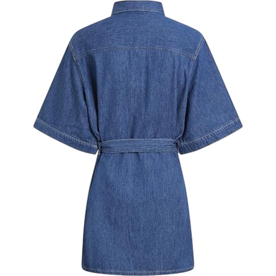 Calvin Klein - Mini Shirt Dress für Damen, Mit Kragen, Denim, Kastig (Mittelblau) - Image 3