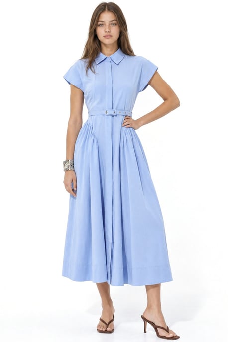 Midikleid mit Gürtel und Hemdkragen - Image 1