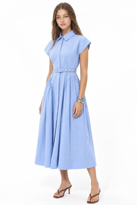 Midikleid mit Gürtel und Hemdkragen - Image 2