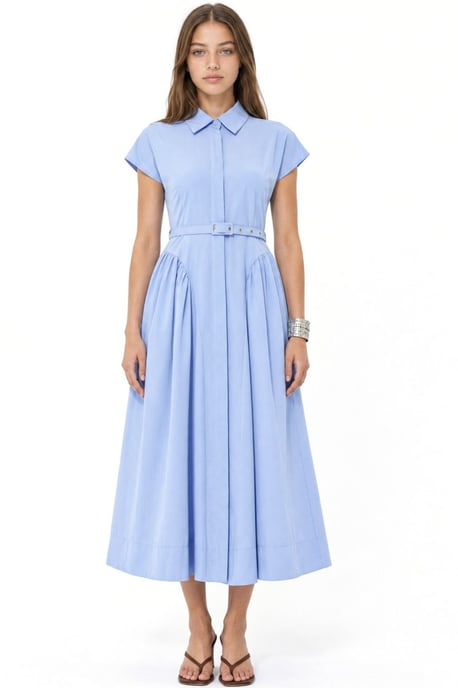 Midikleid mit Gürtel und Hemdkragen - Image 4