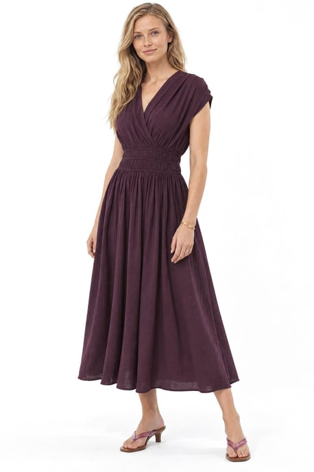 Texturiertes Midikleid mit V-Ausschnitt - Image 2