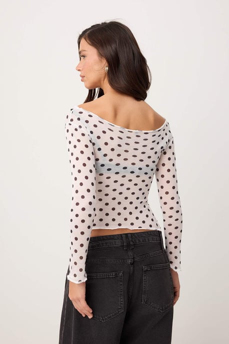 TRENDYOLMİLLA Damen Weiß Ethno-Muster Lang Tailliert Blusen - Image 3