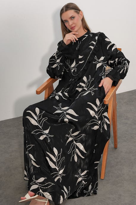 Big Dart Geblümtes Maxikleid mit Rundhalsausschnitt - Image 4