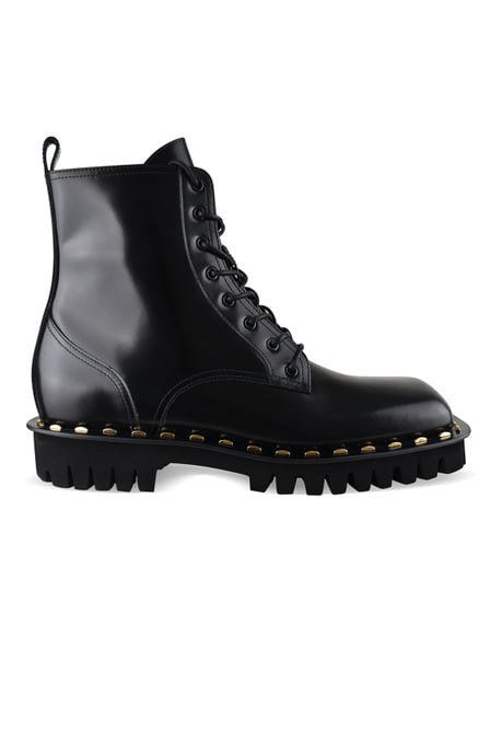 Balmain Stiefeletten aus Lackleder mit Nieten Schwarz - Image 1