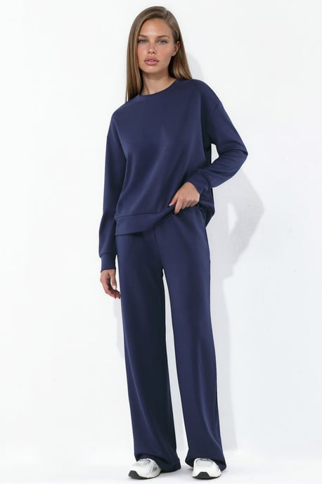 Modal Touch Basic Sweatshirt & Zweiteiliges Set mit Hose mit weitem Bein - Image 1