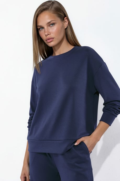 Modal Touch Basic Sweatshirt & Zweiteiliges Set mit Hose mit weitem Bein - Image 6