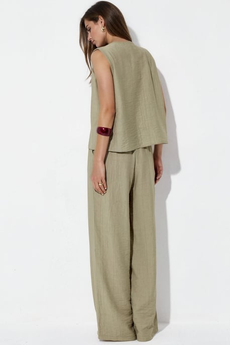 Set aus Viskose-Mischbluse mit Bindeelement und Hose mit elastischem Bund - Image 3