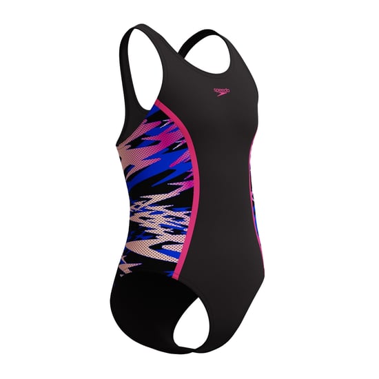 Speedo - "Hyperboom Splice" Badeanzug für Mädchen, Halboffener Rücken (Schwarz/Pink) - Image 5