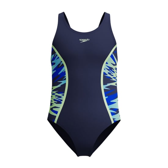 Speedo - "Hyperboom Splice" Badeanzug für Mädchen, Halboffener Rücken (Blau/Grün) - Image 1