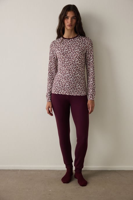 Leopardenprint-Thermo-Pyjamaoberteil mit langen Ärmeln - Image 2