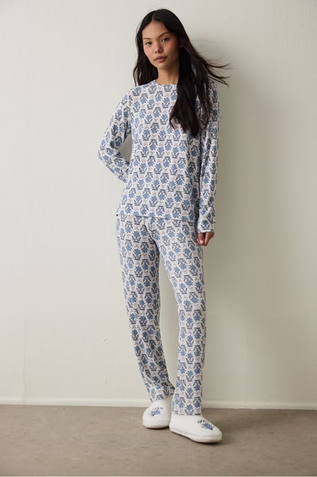 Penti Sweatshirt-Pyjamaoberteil mit Blumenprint und Thermal-Effekt - Image 2