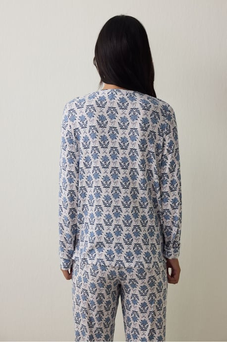 Penti Sweatshirt-Pyjamaoberteil mit Blumenprint und Thermal-Effekt - Image 4