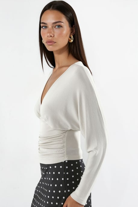 Bluse aus Strick mit V-Ausschnitt und Relaxed Fit - Image 2