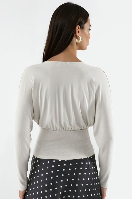 Bluse aus Strick mit V-Ausschnitt und Relaxed Fit - Image 3