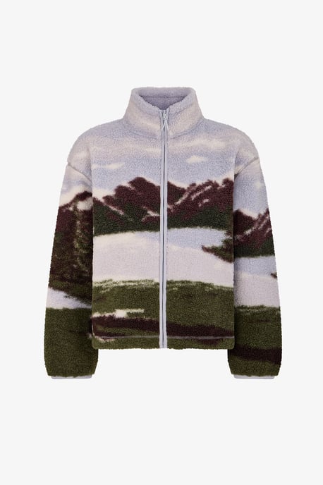 Jacke mit Landschaftsprint aus Sherpa, Langarm - Image 2