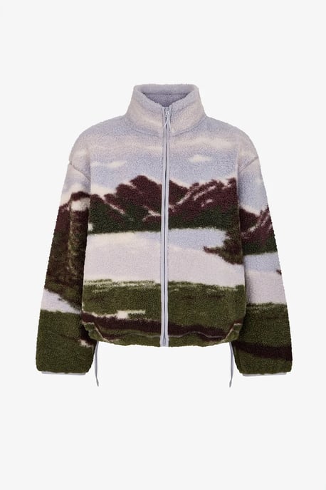 Jacke mit Landschaftsprint aus Sherpa, Langarm - Image 3