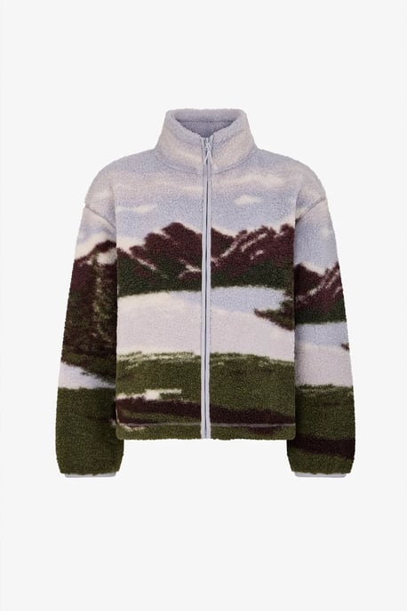 Jacke mit Landschaftsprint aus Sherpa, Langarm - Image 4