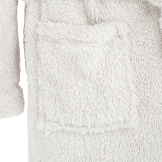 Linea - Morgenmantel für Damen, mit Kapuze, Fleece, Langärmlig (Grau) - Image 4