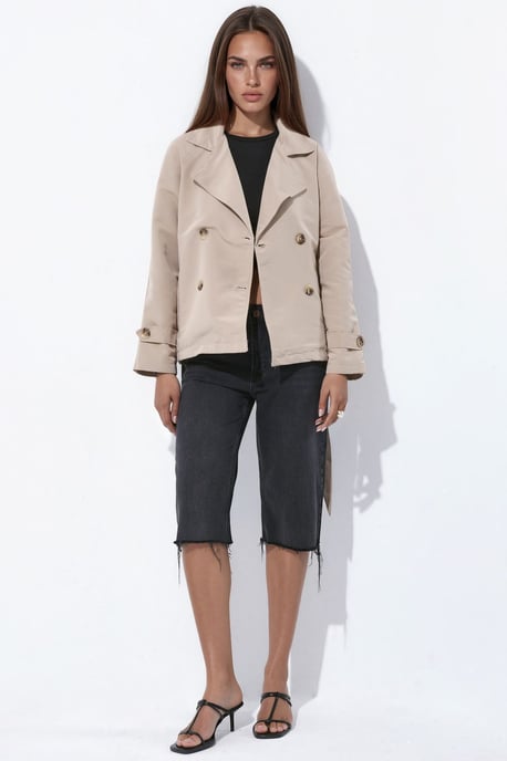 Gürtel-Trenchcoat mit fließendem Fall, kurz - Image 6