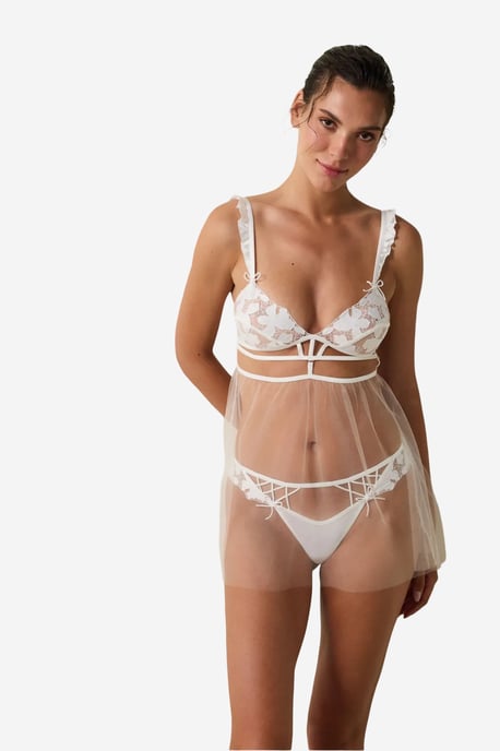 Broken Broderie besticktes florales Bügel-Babydoll für die Aussteuer - Image 5