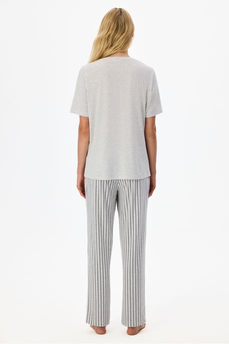 Penti Melange Mama Bequemes gestreiftes Pyjama-Set mit kurzen Ärmeln - Image 2