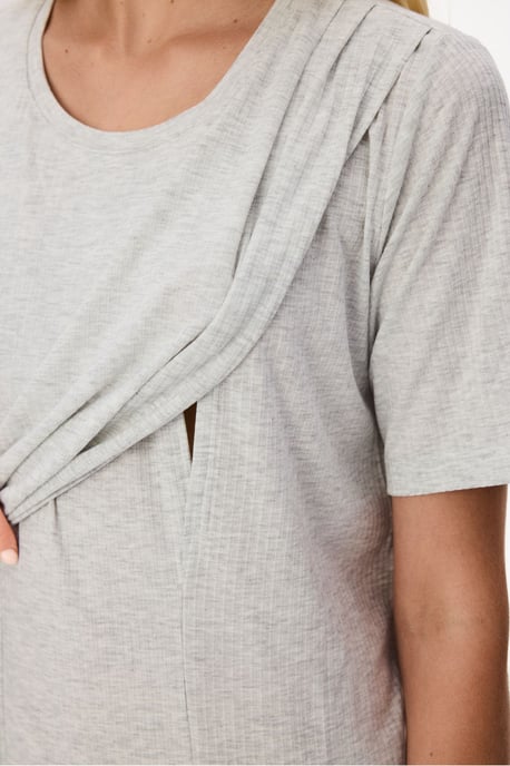 Penti Melange Mama Bequemes gestreiftes Pyjama-Set mit kurzen Ärmeln - Image 3