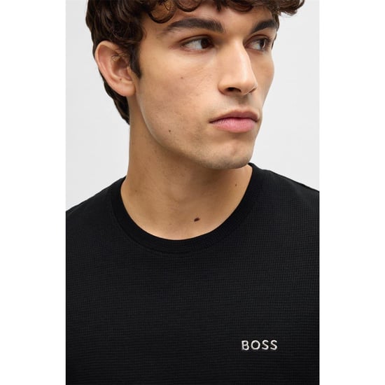 Boss - Schlafanzug-Oberteil für Herren, Strukturiert, Waffelstrick (Schwarz) - Image 4