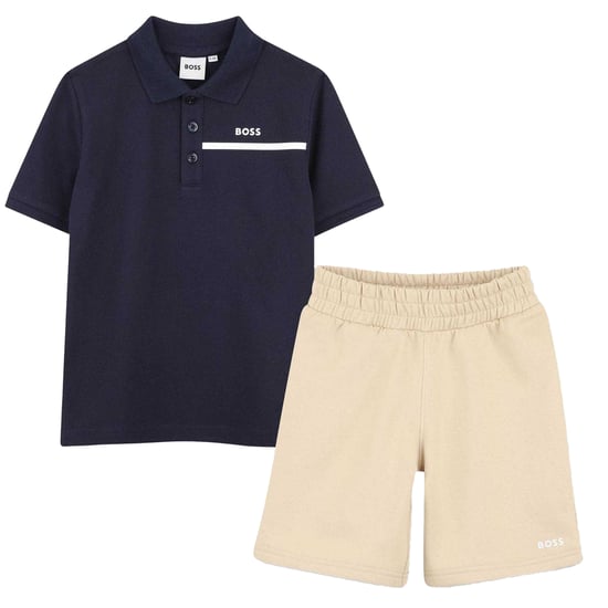 Boss - Polo und Shorts Set für Kinder, Logo (Marine/Beige) - Image 1