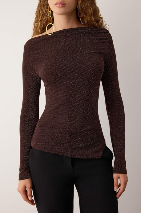 TRENDYOLMİLLA Damen Braun Einfarbig Lang Tailliert Blusen - Image 2