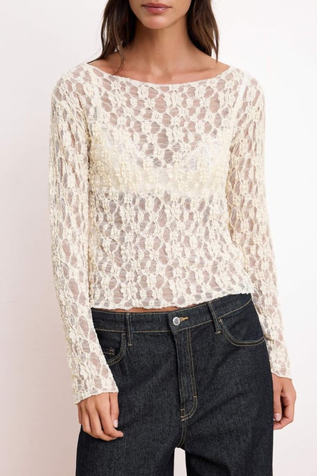 TRENDYOLMİLLA Damen Ecru Einfarbig Lang Tailliert Blusen - Image 2