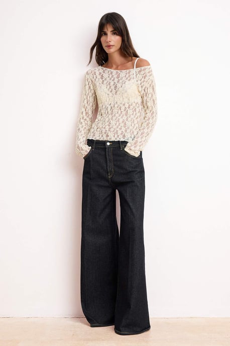 TRENDYOLMİLLA Damen Ecru Einfarbig Lang Tailliert Blusen - Image 4